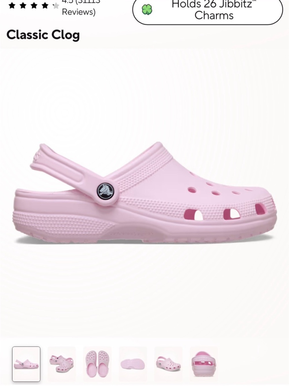 CROCS Classic Clog in Light Pink